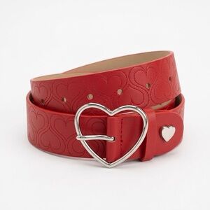 Betsey Johnson Red Heart Belt Silver Hardware Medium New